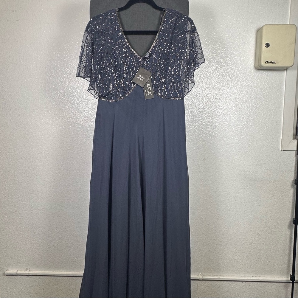J Kara Maxi‎ Dress with Beaded Overlay
